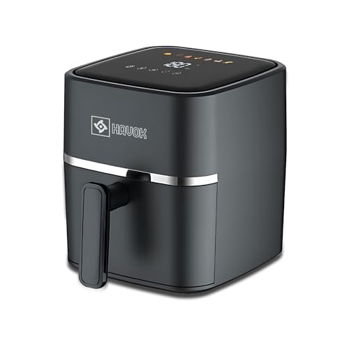 HAVOK 4.5L Digital Air Fryer for Healthy Oil Free Cooking | 1500W Electric Cooker with 360° Rapid Air Circulation | 8 Touch Presets | Dishwasher Safe Non-Stick Basket & Low Noise Operation | Black HAVOK 4.5L Digital Air Fryer for Healthy Oil Free Cooking | 1500W Electric Cooker with 360° Rapid Air Circulation | 8 Touch Presets | Dishwasher Safe Non-Stick Basket & Low Noise Operation | Black