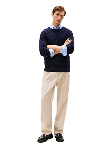 Tommy Hilfiger Men's Cable Knit Crewneck Sweater Lightweight Pullover3