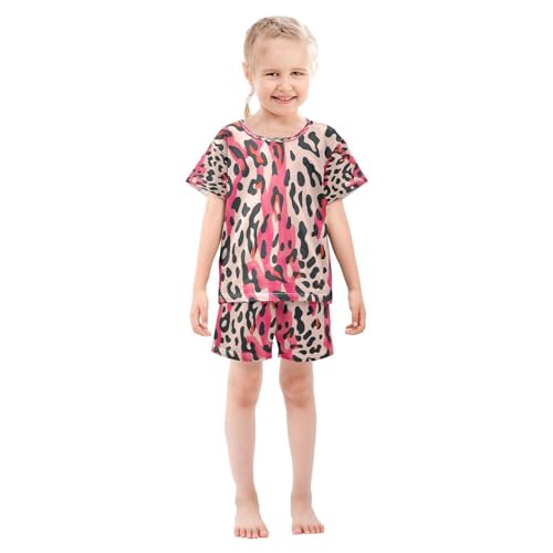 senya Short Sleeve Pajamas Sets Summer Cotton Sleepwear Pink Leopard Skin3