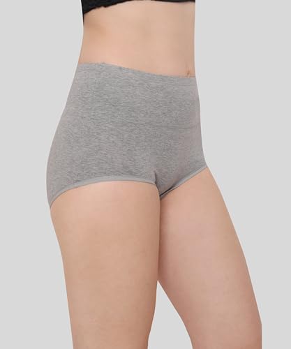 Image of GLAMORAS Women's Cotton High Waist Full Coverage Panty Set, Size M-XXL (Pack of 3 Panty) | High Rise Seamless Brief Panties for Women | Cotton Soft Tummy Support Underwear Panties for Women Combo Set