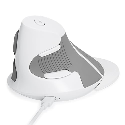DELUX Ergonomic Vertical Mouse Wireless, Rechargeable Vertical Mouse, Bluetooth/2.4G Dual Mode, Slient Click, Removable Wrist Rest, 800/1200/1600DPI Levels, 6 Buttons, for Laptop/PC (M618G DB-White) - Thumbnail 3