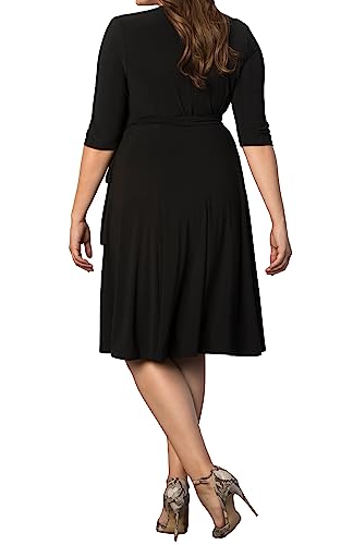 Kiyonna Plus Size Essential Midi Wrap Dress with Sleeves | Cocktail, Party, Wedding Guest or Work3