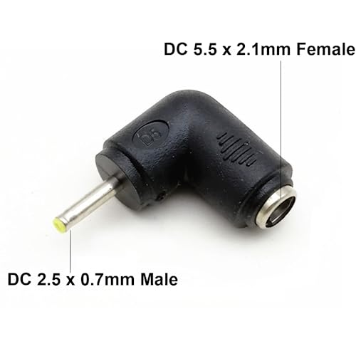 Adaptador Conector de Alimentación DC 2.5x0.7mm Ángulo 90° miniatura 2