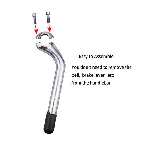 Weerock Bike Stem 220Mm*25.4Mm Aluminum Alloy Gooseneck Shape Bicycle Stem,Slive #TOP2