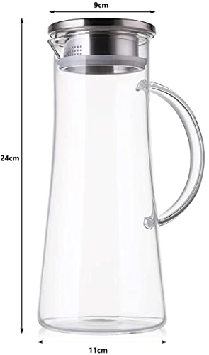 HASAYAKI Glass Pitcher with Lid, Carafe with Mat, 1.5L Carafe Jug for Iced Tea Hot Cold Water, Juice, Milk, Wine, Coffee and More - Image 2