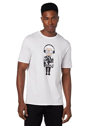 KARL LAGERFELD mens Reflective Men’s T-shirt, Karl Character With Headphones Short Sleeve Crew Neck Men’s Shirt T-Shirt (pack of 1)