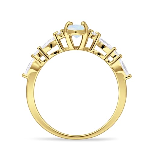 OMRANII Art Deco Marquise Shaped Vintage Style Cubic Zirconia Wedding Engagement Ring Solid 925 Sterling Silver Gift For Women3