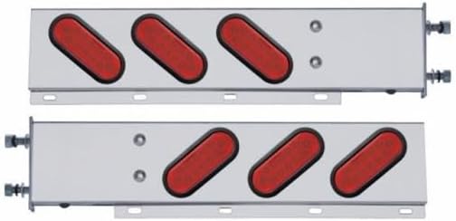 United Pacific 63302 - Ss Spring Loaded Rear Light Bar With 3.75" Bolt Pattern - Reflector/Stop/Turn/Tail Light, Red Led