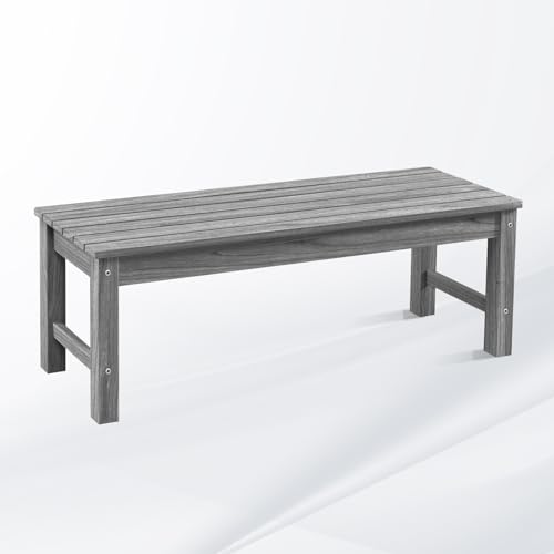 Image of Psilvam 47 inch HDPE Outdoor Bench for 2-Person, 700 LBS Capacity, Light Grey