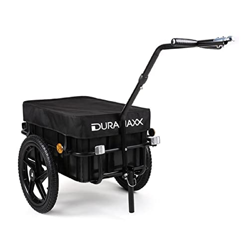 Duramaxx Big Mike - Remorque pour vélos , Capacité :70 L, Panier Amovible, Châssis en Acier, Traction : 40kg Max, Bâche imperméable, Utilisable comme Chariot à Main - Noir