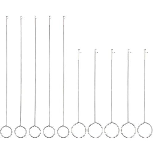 Image of 17Pcs Sewing Loop Turner Hook with Latch,Handmade Sewing Tools DIY Knitting Accessories,for Silicone Beads Fabric Tube Straps Belts Strips,2 Size- Long & Short Stainless Steel Loop Turner
