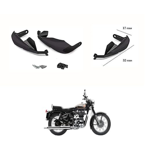 Image of Universal Black Motorcycle Handguards - Hand Protectors Wind Deflectors for 7 /8 inch Handlebars, Impact-Resistant Bike Hand Guards (Pack of 2) R-oyal-Enfie-ld-Bu-llet-350