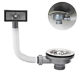 GIONAR 114mm Sink Overflow Kit, Stainless Steel Wash Basin Waste Kit with Overflow Pipes, Kitchen Sink Strainer, Square Drain Cover, Sink Overflow Head, Basin Waste Kit for Bathroom & Kitchen