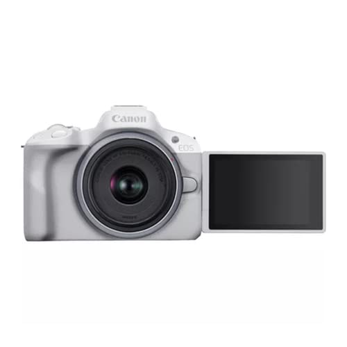 Image of Canon EOS R50 Mirrorless Camera with RF-S18-45mm f /4.5-6.3 is STM Lens (24.2 MP) for Video Vlogging - White