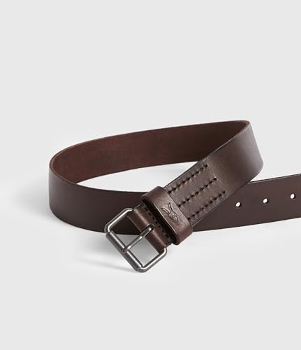 Men's 1.5 Inch Flat Strap Leather, Casual Belt with Matte Metal Buckle3