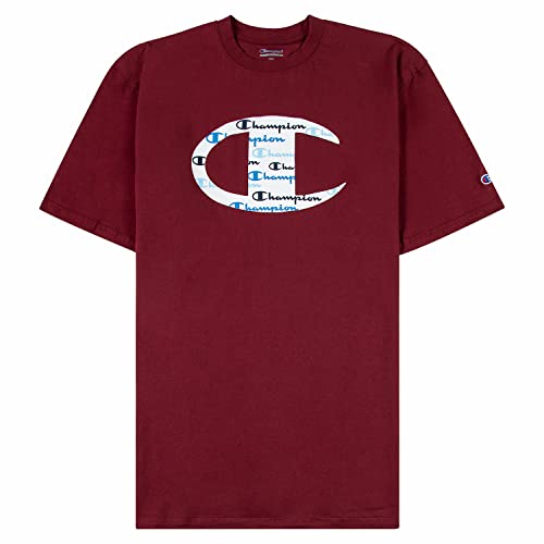 Champion Big and Tall T Shirts for Men – Crewneck Mens Big and Tall Graphic Tee Burgundy