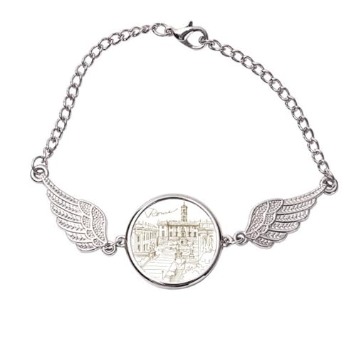Bracelet Fontana di Trevi Rome ailes d'ange bijou métal taille M femme