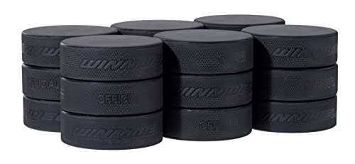Winnwell 18 Schwarze Eishockey-Pucks Standard-Eispuckey-Box mit 170 g offizielle Größe perfekt für die Handhabung von Stöcken und Workouts für