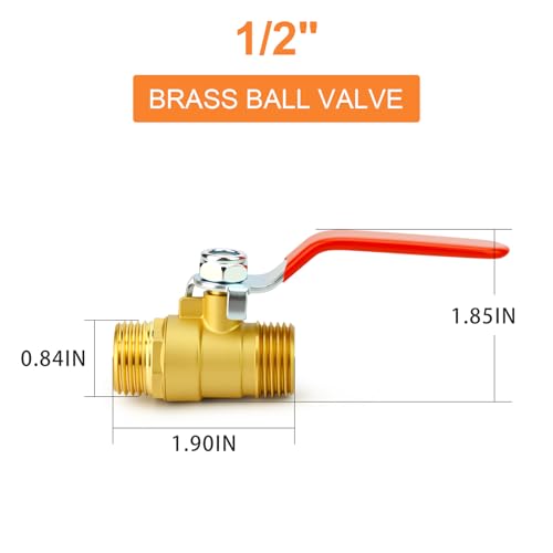 Image of GASHER 3PCS 1 /2 Inch Brass Mini Ball Valve, Shut Off Valve, 1 /2 Inch MNPT Thread Pipe Fitting