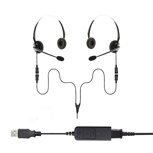 Project Telecom Binaural Headset Training Kit – USB-A & USB-C 2-User Splitter with Noise-Canceling Microphones - Compatible with Dell Inspiron