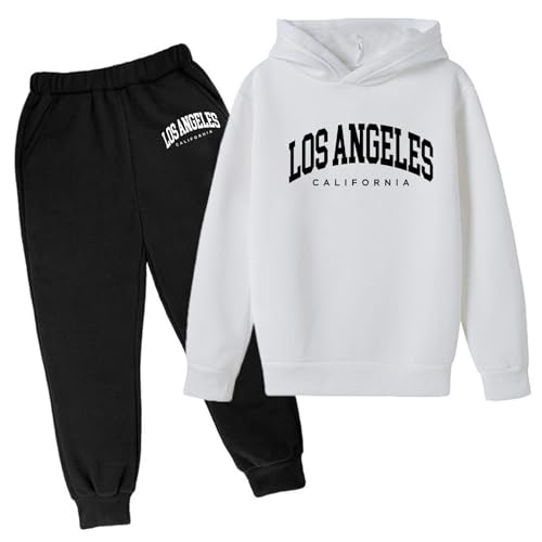 Sweat à capuche garçon imprimé lettre blanc 7-8 ans ensemble décontracté