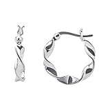 Silverly Pendientes de Aro Gruesos y Retorcidos de Plata de Ley para Mujer | Diseño de Tubo Plano Ondulado | Elegantes Aros de Plata 925 de 20mm | Regalo Clásico de Joyería Fina para Esposa
