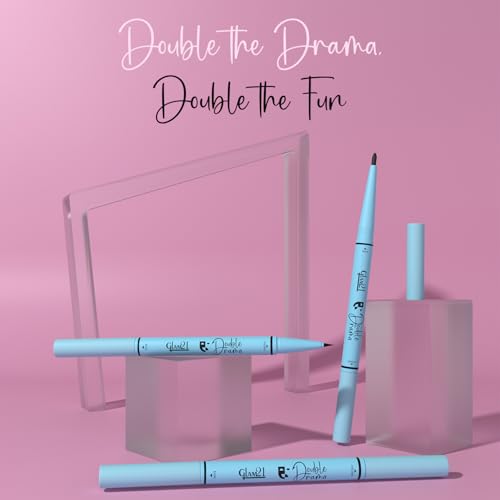 Image of Glam21 Double Drama Kajal + Eyeliner Duo | Dramatic black pigment | Smudge proof| Waterproof| Matte finish| Long lasting upto 48 Hours| Creamy Formula| Intense color| Black