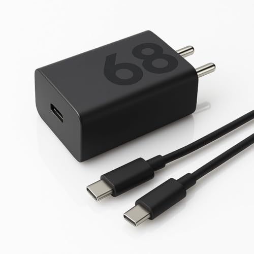 Image of Motorola Original 68W TurboPower Combo Fast Charger Adapter + Type-C Cable for Motorola 40, Edge 40 Neo, Edge 30 Ultra, G84, Moto G73, Moto G60 & More Smartphones