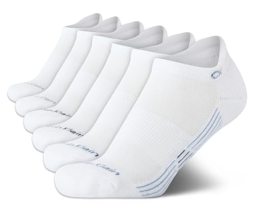 Image of Calvin Klein Womens No Show Socks - 6 Pack Lightweight Cotton Blend Cushioned Low Cut Tab Ankle Socks for Sneakers & Loafers