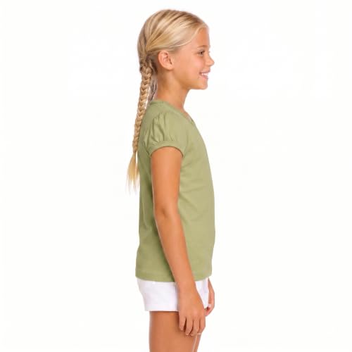 Image of Lilax Girls Short Puff Sleeve Cotton T-Shirt, Toddler & Little Girls Top | 95% Cotton Puff Sleeve Tee; Crewneck, Short Sleeve; Toddler & Girls Sizes 2T-12; for School, Play & Everyday; Machine Wash