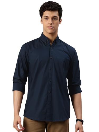 Image of Majestic Man Men's Solid Pure Cotton Casual Shirt - Slim Fit | Full Sleeves | Soft & Breathable Fabric