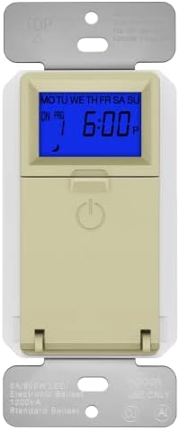 TOPGREENER Digital Astronomic Timer Switch, 7-Day Programmable Sunrise Sunset Timer for Lights, Fans, & Motors, Single-Pole or 3-Way, Neutral Wire Required, UL Listed, TGT01-HN-I, Ivory