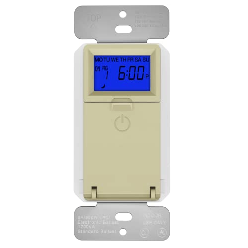 Topgreener Digital Astronomic Timer Switch, 7-Day Programmable Sunrise Sunset Timer For Lights, Fans, & Motors, Single-Pole Or 3-Way, Neutral Wire Required, Ul Listed, Tgt01-Hn-I, Ivory #TOP3