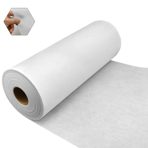Thrseely Heavy Weight White Iron-On Non-Woven Fusible Interfacing Heavy Weight Non-Woven Interfacing Iron On Polyester Single-Sided Interfacing for Crafts Supplies 11.8 Inch x 30.6 Yard