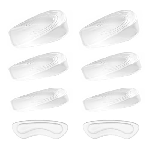 3 ParesPlantillas Altura Mujer,1/2/3 cm Plantillas de Gel de Silicona para Talón,Almohadillas Plantillas para Zapatos Aumentar la Altura,Soporte y Amortiguación para Mujeres + 1 par de Taloneras