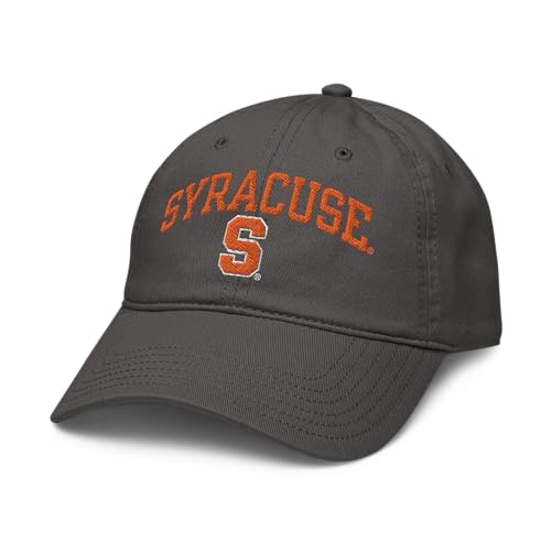Elite Authentics Syracuse Orange Arch Over Adjustable Baseball Cap - Grey - Adults, Unisex - Cotton - One Size - 6 Inch Brim - NCAA - Baseball - Casual Classic - Sun Protection - Spot Clean