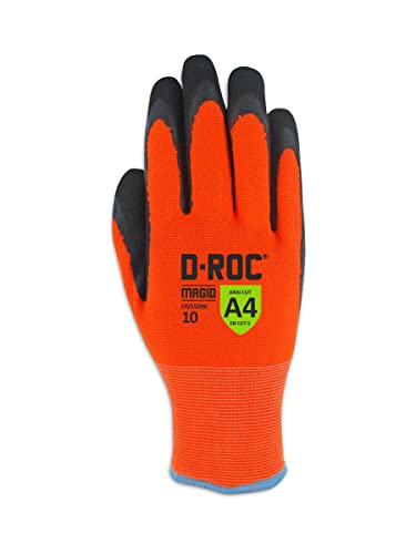 Magid Waterproof Thermal Enhanced Grip Work Gloves, 1 Pr, Level A4 Cut Resistant, Sandy Nitrile Coated (Nitrix), Size 8/M, High Visibility 15-Gauge Hyperon Shell (Hv550W) #TOP2