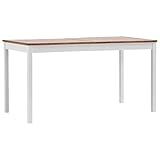 Matériau : Bois de pin vidaXL Pin Table de Salle à Manger Table à Dîner Table de Cuisine Table de Repas Meuble à Dîner Table à Manger Maison Intérieur Blanc et Marron 140x70x73 cm