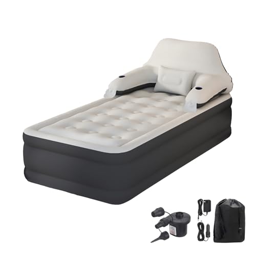 DIMAR GARDEN Twin Size Air Mattress with Headboard and Pump,Blow Up Mattress Inflatable Bed with Pillows by DIMAR GARDEN - Used condition - US$66.49