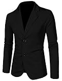 Allegra K Men Classic Notched Lapel Blazer, S (US 36), Black
