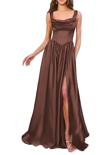 Robe de soirée plissée en satin noble et coupe haute couture BY156