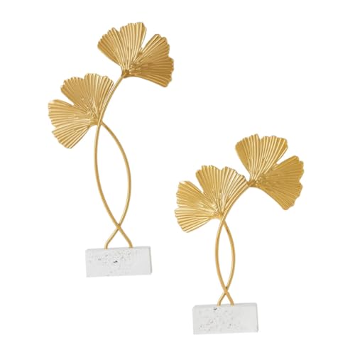MAGICLULU Adornos de Escritorio de Estilo Nórdico con Hojas de Ginkgo Realistas Y Artesanías de Hierro Dorado