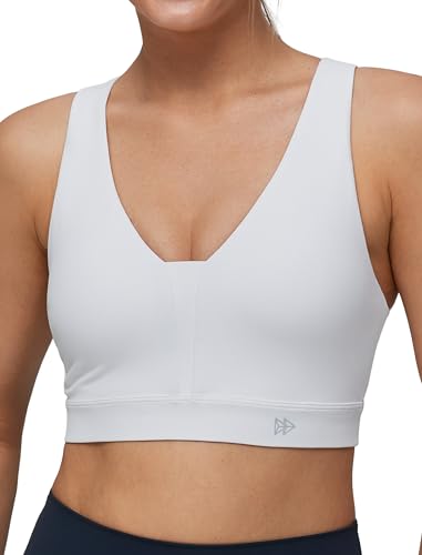 Yvette V Neck Criss Cross Back Yoga Sports Bra Women Wide Straps Light Support Removable Padding Workout Tank Top