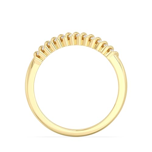 GILDED 14K Gold Plated 925 Sterling Silver Statement Band Ring for Women | Lab Grown Diamond Anniversary Wedding Ring | 1/4 & 1/2 Carat Diamonds | Size 73