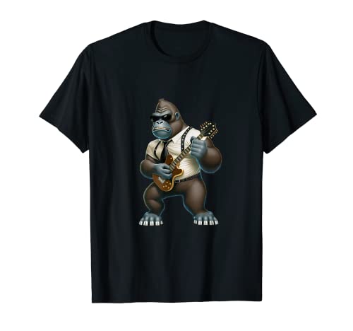 Gorilla Playing Electric Guitar - Gorille avec guitare T-Shirt