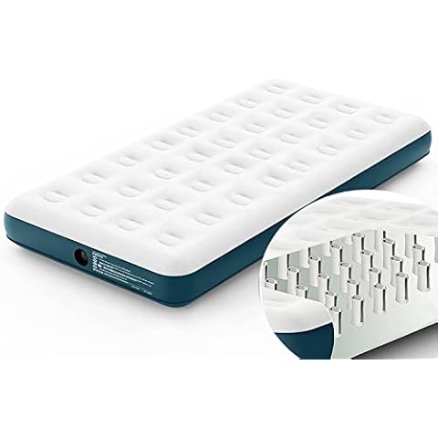 DiiDa Camping Air Mattress 191*100*25cm/204*153*25cm Raised Flocked Surface Air Mattress with Carry Bag Portable Inflatable Air Bed Blow Up Bed 150kg MAX (191*100*25cm Single) Cover