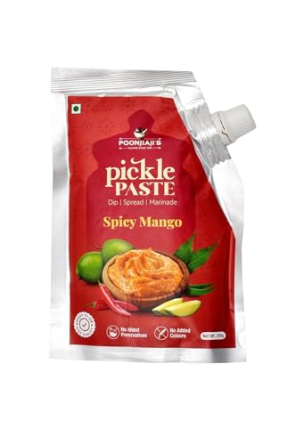 Image of POONJIAJI'S Chutney 200g x 3 | Ready-to-Eat Sweet & Sour Tangy Sauce | Perfect Indian Condiment for Snacks, Samosas & Chaat | No Preservatives (Raw Mango Pickle Chutney)