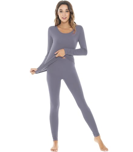 Image of NACHILA Thermal Underwear for Women-Viscose Made from Bamboo,Soft Long Johns Set Base Layer Pajamas Set Long Sleeve Pjs