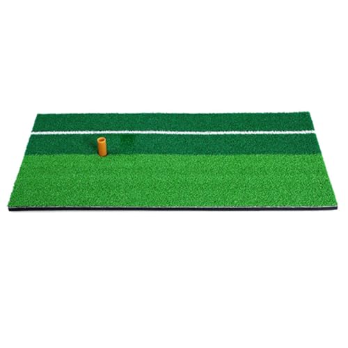 Yeahdor 30cm×60cm Professional Golf Training Mat with Dual-Color Striped Alignment Guides - 10mm Reversible Grass, PP Synthetic Turf, High-Elastic Base White 12