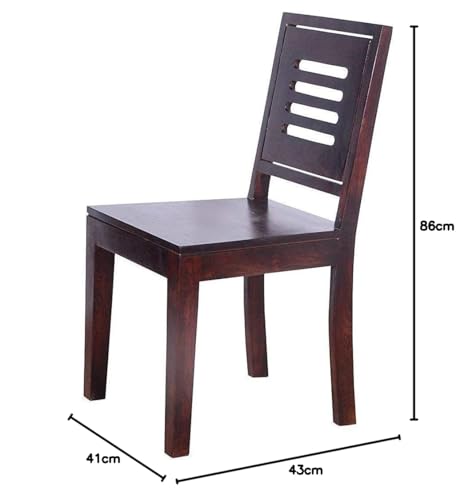 Image of Amazon Brand - Solimo Sheesham Wood Belper Dining Chair Without Cushoin, Set of 2 Wooden Study Chair for Living Room Home Office (Walnut Finish)